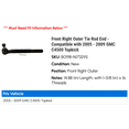 thumbnail image 2 of Front Right Outer Tie Rod End - Compatible with 2005 - 2009 GMC C4500 Topkick - Moog, 2 of 2
