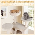 thumbnail image 5 of 52In Cat Tree Tower Beige Perches Condos Multi Cat Playground Scratching Posts 31Lbs Engineered Wood Sponge Plush Sisal Anti Topple Wide Base 22Lbs Capacity Climbing Ladder Dangling Balls Indoor Use, 5 of 10