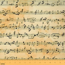 Homewish Sheet Music Fabric by the Yard 1 Yard,Musical Melody Home Decor Fabric by the Yard,Yellow Black Sewing Fabric For Girls Boys,Super Cozy Room Decor