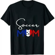Women Soccer Mom Game Day France Flag Soccer Football Heart T-Shirt
