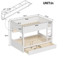 thumbnail image 6 of Euroco Wood Full XL over Full XL Bunk Bed with Storage Cabinets, LED Light and Drawers, White, 6 of 12