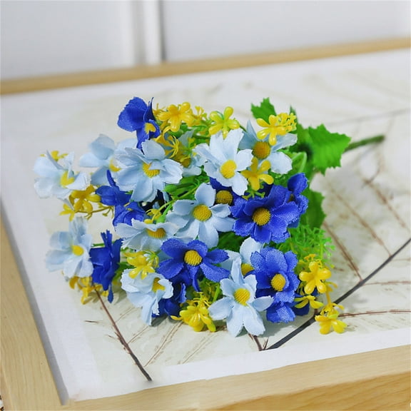 Fake Flowers Promotion Sale! Nomeni Indoor Flower Artificial Faux Daisy Wildflowers Decor Outside Garden Silk Artificial Flowers, Home Decor Clearance Sale Blue