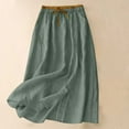 thumbnail image 2 of Boho Maxi Skirt for Women High Waist A-Line Cotton Linen Long Skirt Elastic Waist Flowy Summer Skirts, 2 of 9