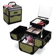 thumbnail image 1 of Byootique Makeup Train Case 2-Tier Trays Portable Cosmetic Cases Travel Makeup Storage Organizer Lockable Box with Mirror for Makeup Artist Nail Tech,Rococo Moss, 1 of 9