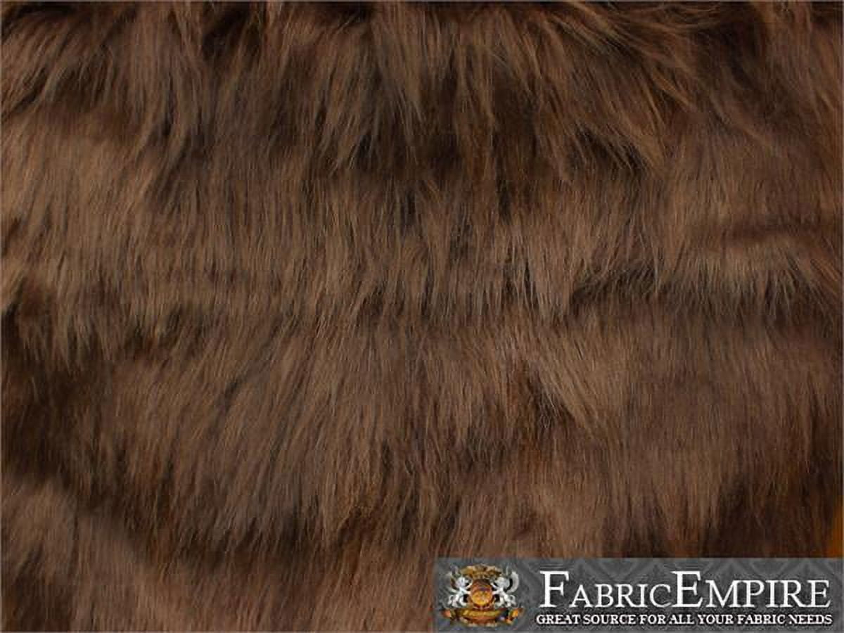 Faux Fur Fabric Long Pile Monkey Shaggy BROWN / 60" Wide / Sold by the yard