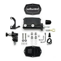 Wilwood 261-15544-BK 1 in. Bore M-C Compact Tandem with Bracket & Valve for Mustang Pushrod - Black