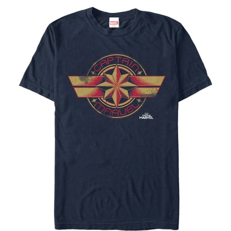 Emblem Ringer T-shirt - Marvel Men's Captain Marvel Retro Star Emblem T-Shirt