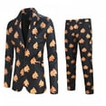 thumbnail image 2 of Traje de negocios informal de Navidad para hombre, chaqueta de 2 piezas con un botón, pantalones, disfraz de fiesta de Navidad, uniforme con estampado de muñeco de nieve, 2 of 5