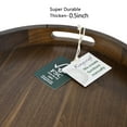 thumbnail image 4 of KINGCRAFT 15 x 15 inches Large Round Ottoman Table Tray Wooden Solid Serving Tray with Handle Black Walnut Circle Platter Decorative Tray for Oversized Ottoman Home Breakfast in Bed Tea Coffee, 4 of 5
