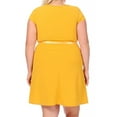 thumbnail image 3 of Women's Plus Size Casual Flared A Line Swing Dresses Short Sleeve With Belt Trim, 3 of 6