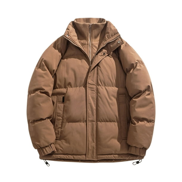 Puntoco Chaqueta De Algodón Cálida De Invierno De Dos Piezas De Color Sólido Con Cuello Alto Informal Para Hombre