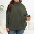 thumbnail image 6 of QIYAGBSA Plus Size Sweater for Women Oversized Batwing Sleeve Turtleneck Ribbed Trim Casual Fall Winter Pullover (Army Green XL), 6 of 6
