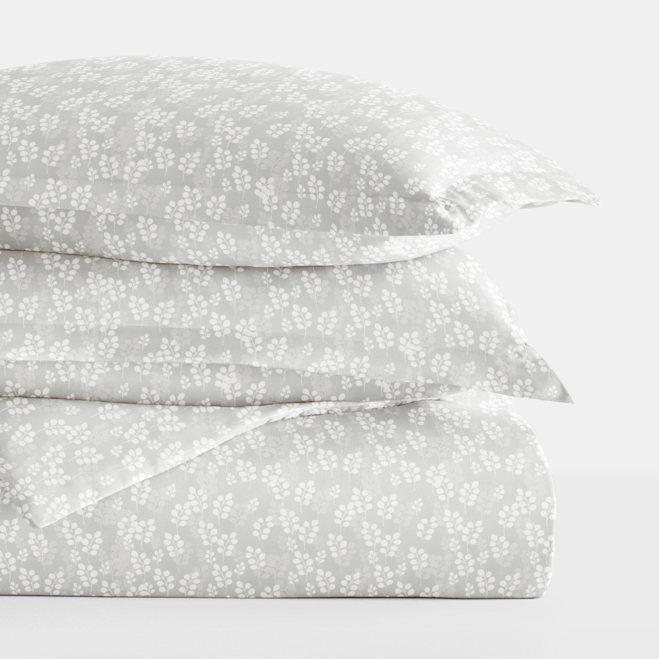 Duvet Cover Set - Ultra Soft & Breathable - Gray Wheatfield Floral for King Size Bedding by Comfort Canopy