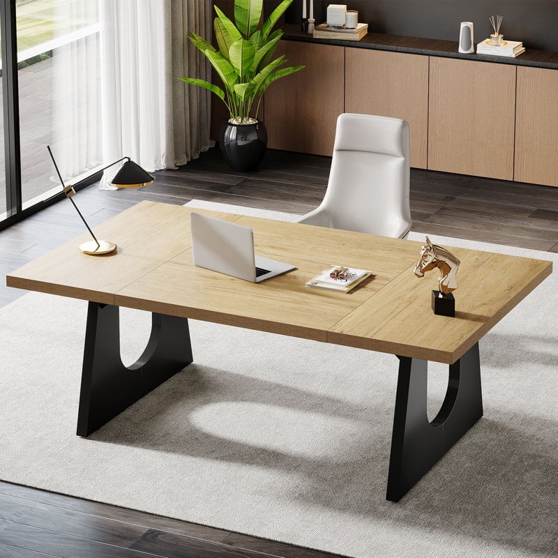 Tribesigns Modern Executive Desk, 70.9-Inch Large Computer Office Desk for Home Office, Brown