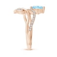 thumbnail image 3 of ANGARA Natural Aquamarine and Diamond Bypass Ring with Leaf Motif in 14K Rose Gold for Women (Size-8x6mm) | March Birthstone, Birthday, Anniversary, Jewelry Gift for Women | Natural Aquamarine Ring, 3 of 10