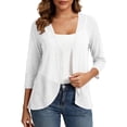 thumbnail image 3 of Rvasteizo Women Solid 3/4 Sleeve Lightweight Duster Coat in Soft Weave Fabric for Daily Summer Outer Matching, 3 of 5