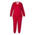 thumbnail image 2 of Aria Women’s Velour V-Neck Long Sleeve Top and Jogger Pajama Set, Sizes XS-4X, 2 of 7
