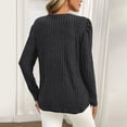 thumbnail image 4 of Breezora Women's Bubble Sleeve Round Neck Long Sleeve Top Brushed Striped Texture Tee Relaxed Fit Soft Comfort L Size Black, 4 of 7