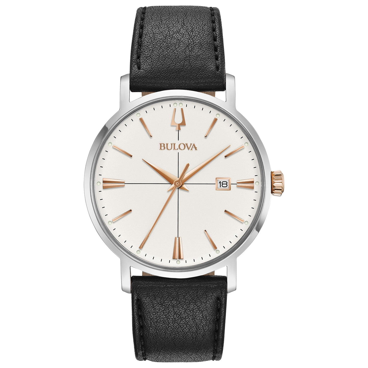 Bulova - Bulova Men's Black Leather Strap Watch - Walmart.com - Walmart.com