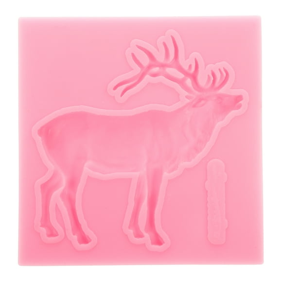 Christmas Deer Elk Silicone Cake Mold Soap Chocolate Candy Fondant Mold Kitchen Baking Tool (Pink)