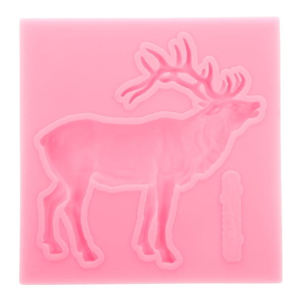 FELTECHELECTR Molde de silicona para pastel de ciervo navideño, molde para jabón, chocolate, caramelo, fondant, herramienta de cocina para hornear (rosa)