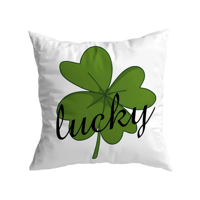 Funda de almohada de lino para el Día de San Patricio, 45 x 45 cm, color verde melocotón, de terciopelo, con estampado de trébol, suave, transpirable, decorativa, para sofá cama, decoración ecol