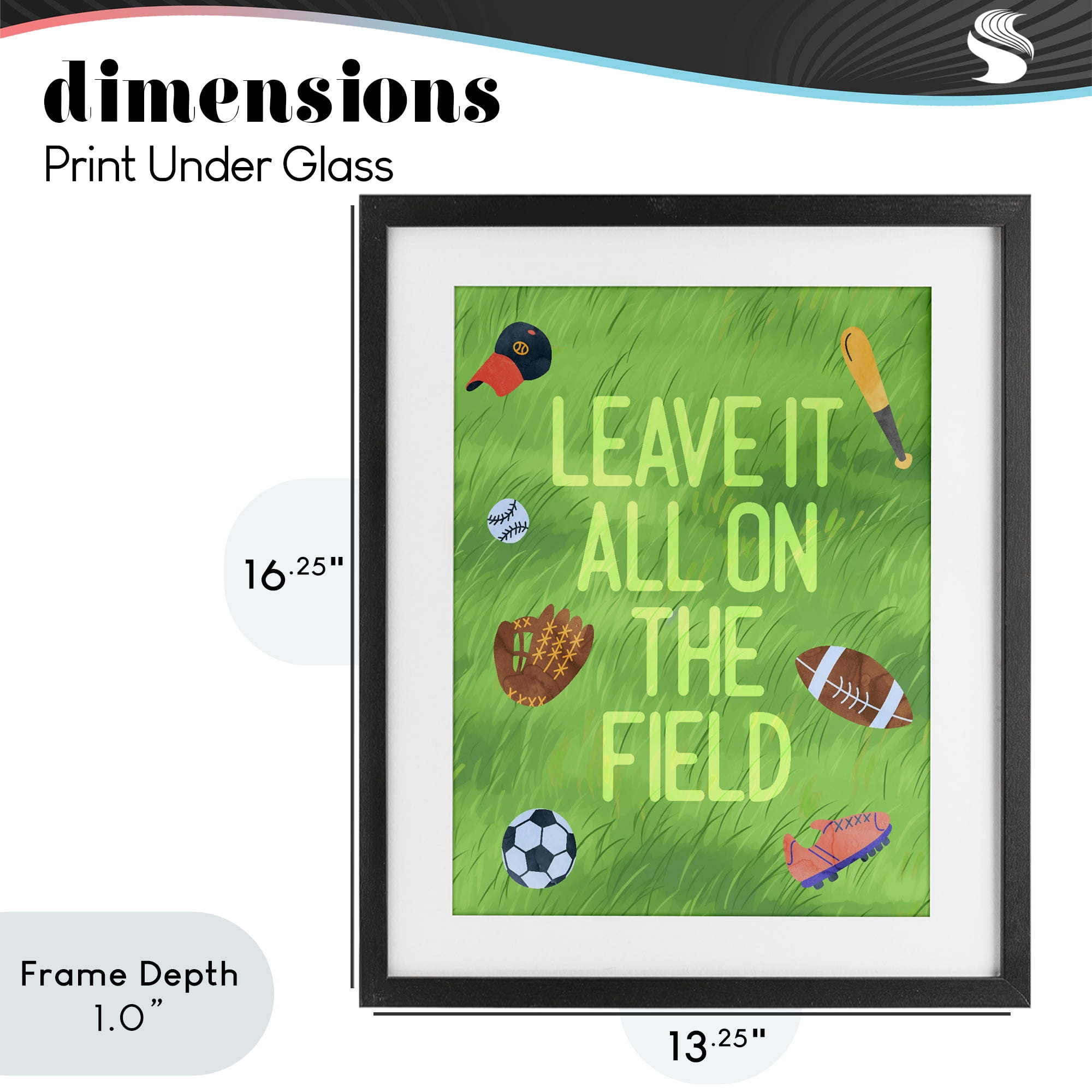 Stupell Industries Leave It On The Field Black Framed Print Under Glass, design by Lil' Rue