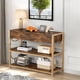 thumbnail image 5 of Yeshouse Consola ligera de lujo con cajones, mesa de entrada con 2 estantes para pasillo, mesa de sofá rústica marrón con estructura dorada en forma de U y patas ajustables, 5 of 7