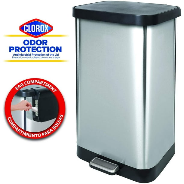 GLAD GLD74507 Extra Capacity Stainless Steel Step Trash Can with
