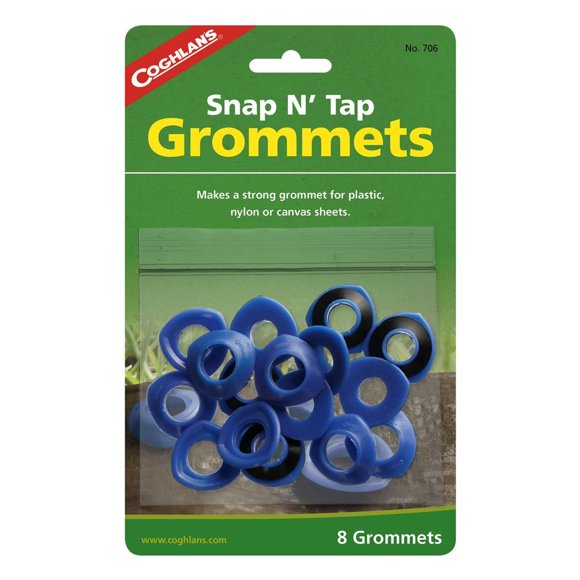 Coghlan s Fabric Grommet 706 Snap N Trap Grommets; For Plastic/Nylon/Canvas Sheets; 7/16 Inch Diameter; Blue; Set Of 8