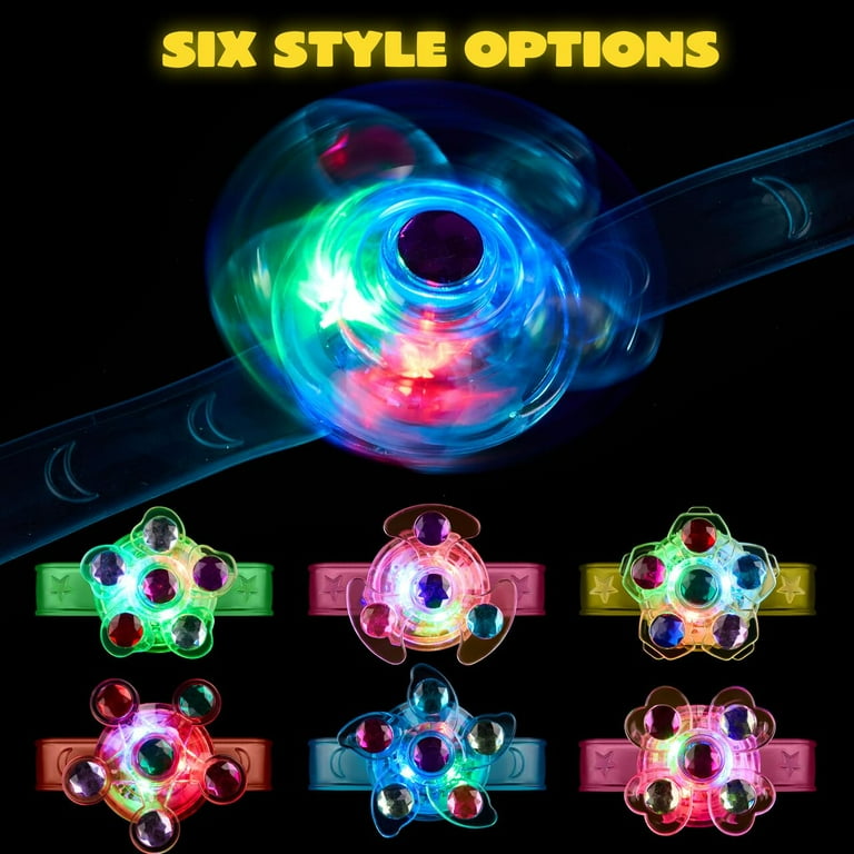 12 Pack LED Light Up Spinning Tops - Glow In The Dark Party Favors