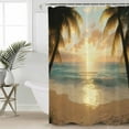 thumbnail image 2 of 54x78 Inch Shower Curtain Decorative Summer Coastal Beach Bathtub Bath Curtains Fabric Waterproof Bathroom Decor Coastal Ocean Tropical Palm Tree Small Stall Shower Curtain Set with 12 Hooks, 2 of 6