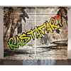 Rasta Curtains 2 Panels Set, Jamaican Reggae Music Icon Inspired Rastafari Street Graffiti Image, Window Drapes for Living Room Bedroom, 108W X 84L Inches, Brown Light Green and Yellow, by Ambesonne