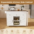 thumbnail image 6 of Kitchen Island with Extendable Table, Rolling Kitchen Cart with Storage, Mobile Prep Station with Power Outlet and Wheels, White, 6 of 11