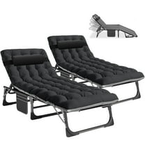 MOPHOTO  2 Pack Portable 75'' Adjustable 5-Position Folding Camping Cot for Adults, Beds Frame with Mattress & Headrest, Heavy Duty Sleeping Bed, Folding Home Guest Beds