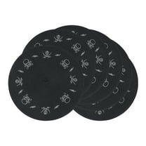 Farmhouse Placemats Set of 6 Woven Placemats for Dining Table Decor, Washable Kitchen Table Mat for Holiday Party Black 15inch