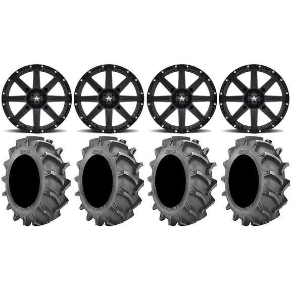 MSA Black Clutch 16" ATV Wheels 33X9.5 BKT 171 Tires Can-Am Commander Maverick Renegade Outlander Defender