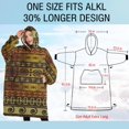 thumbnail image 4 of Oversized Wearable Blanket Hoodie,Boho Golden Ethnic Pattern Sherpa Blanket Hoodie with Super Pockets,Super Warm Fuzzy Pullover for Women & Men, 4 of 6