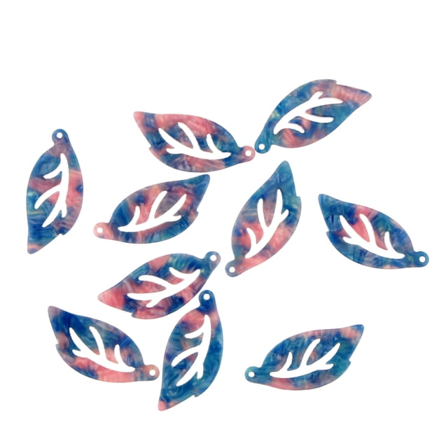 Encantos de la hoja Sunnimix Cabujón colgante 10 piezas Azul profundo para joyería DIY