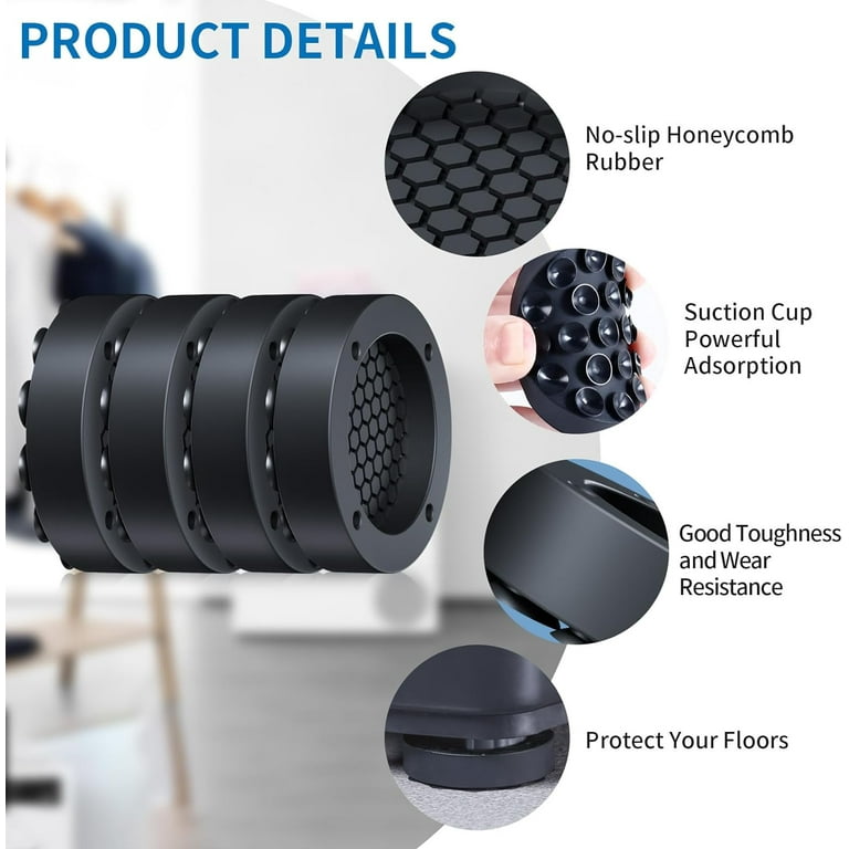 Washing Machine and Dryer Anti-Vibration Pads - Set of 4 Shock Absorber Anti-Slip Pads - 2.5" Each - Keep Your Machine Quiet and Stable