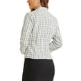 thumbnail image 3 of INSPIRE CHIC Women's Plaid Tweed Blazer Long Sleeve Open Front Work Office Jackets S White, 3 of 6