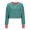 thumbnail image 4 of Striped Sweatshirts Womens Long Sleeve Crewneck Crop Tops Fall Winter Casual Color Block Light Short Pullovers (2XL, Sky Blue), 4 of 7