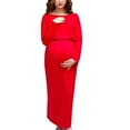 thumbnail image 4 of Elegantes mujeres embarazadas Maxi vestidos vestido de maternidad accesorios de fotografía sesión de fotos rojo Salvador Vestido de maternidad, 4 of 9