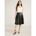 thumbnail image 2 of Scoop Women’s Faux Leather Pleated Midi Skirt, Sizes XS-XXL, 2 of 6