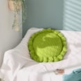 thumbnail image 3 of Acrylic Knitted Round Throw Pillow Knitting Bohemian Circular Cushion Pillow with Knit Handmade Pompoms Decorative Apple Green, Diameter 18inches, 3 of 5