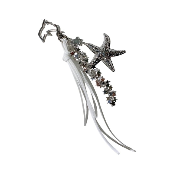 Shimmering Star Tassels Keychain With Detachable Clip Crossbody Bag Charm Stylish Alloy Jewelry For Everyday Use