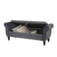 thumbnail image 6 of 63'' Tufted Storage Bench for Bedroom End of Bed, Velvet Upholstered Storage Ottoman Bench for Bedroom, Rolled Arm Window Bench Seat with Solid Wood Legs & Pillow & Rivet Trim, Dark Gray, 6 of 7