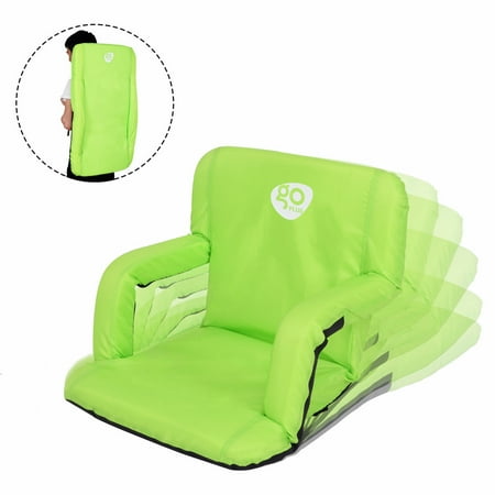 Portable Recliner Chair - Goplus Portable Camping Sport Beach Reclining Seat Padded Cushion Chair Backpack Green
