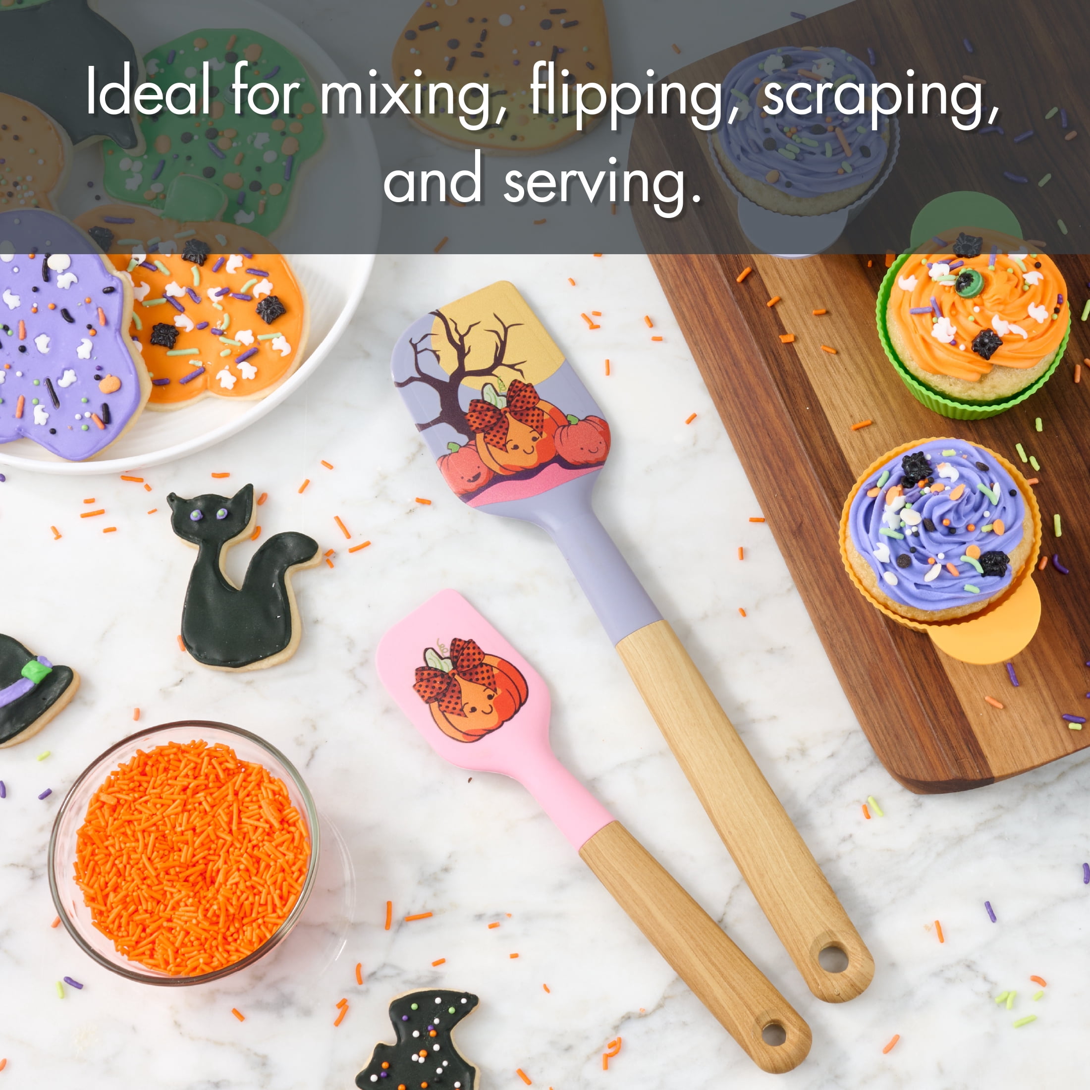Way To Celebrate Halloween Silicone Spatula Set - Orange, Purple, Pink