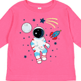thumbnail image 4 of Inktastic Astronaut the Moon Spaceship and Shooting Star for Light Colors Boys or Girls Long Sleeve Toddler T-Shirt, 4 of 5